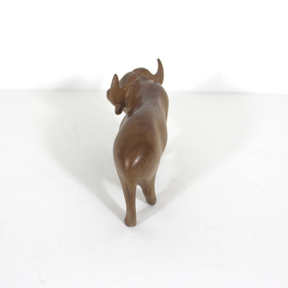 Mid Century Modern Carved Water Buffalo, Teak Wood Bull Sculpture African Animal - Picture 6 of 7